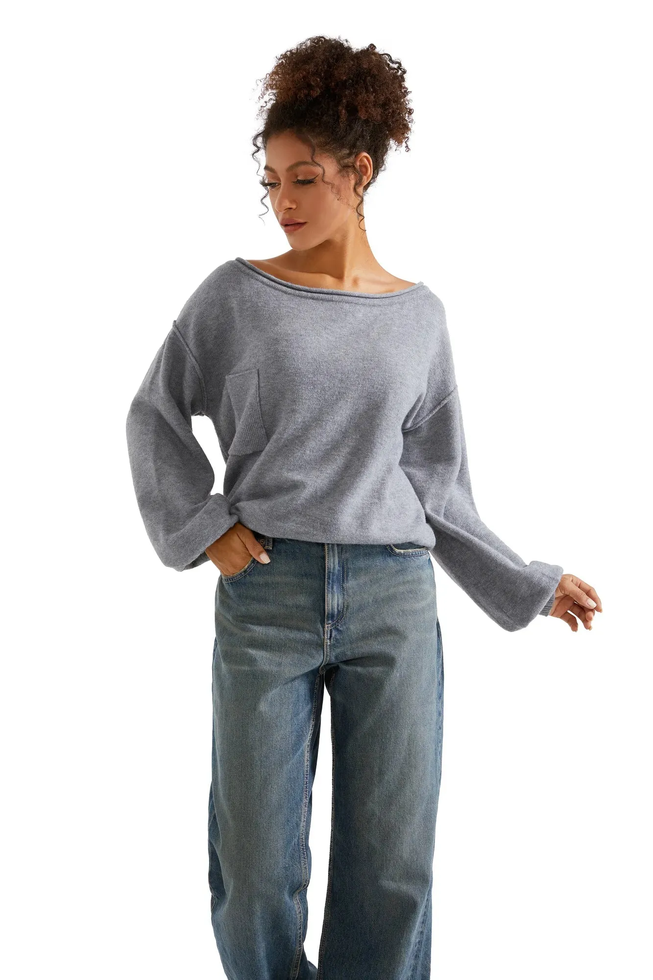 Knit Off Shoulder Sweater Shirts