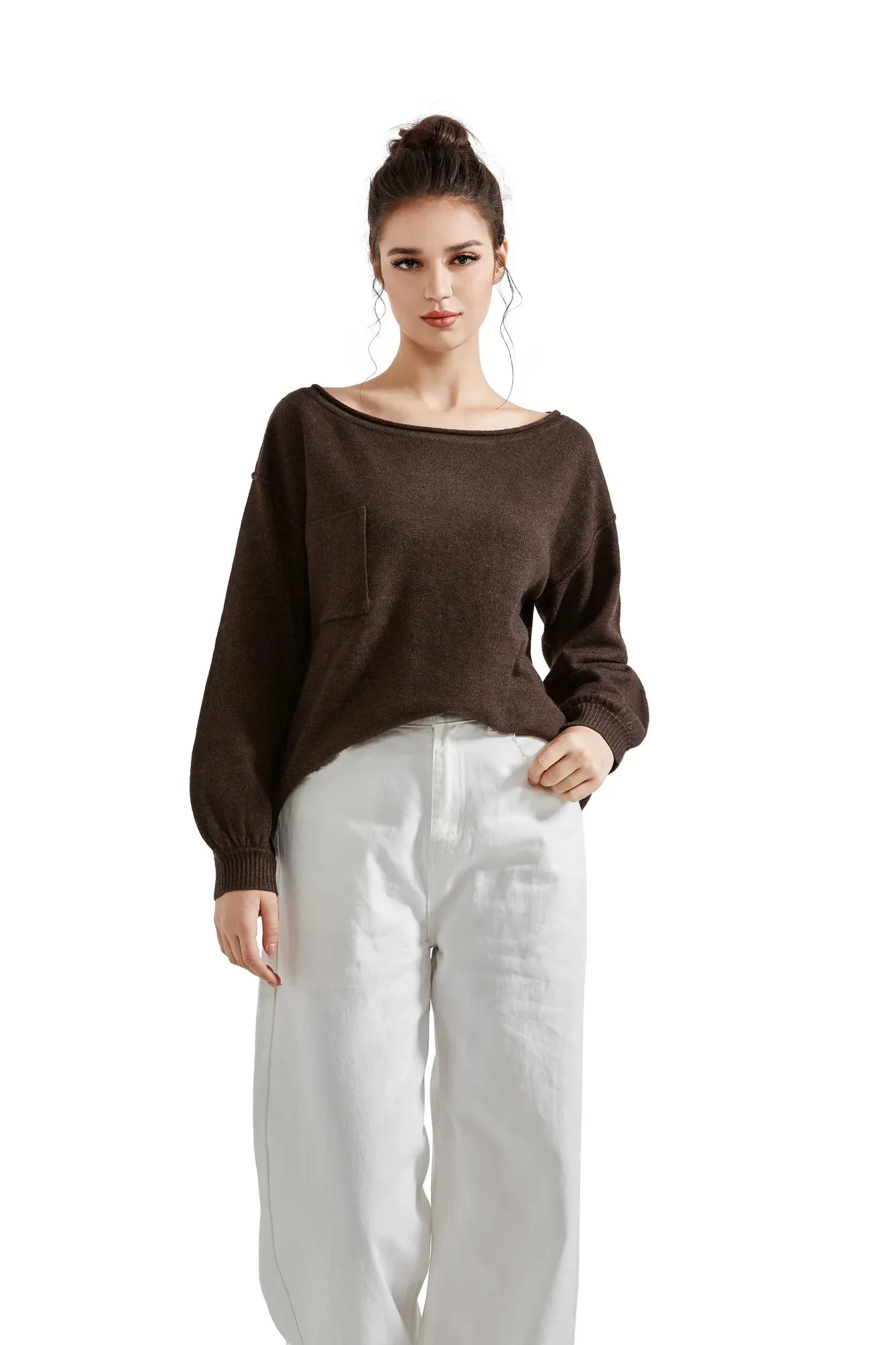 Knit Off Shoulder Sweater Shirts