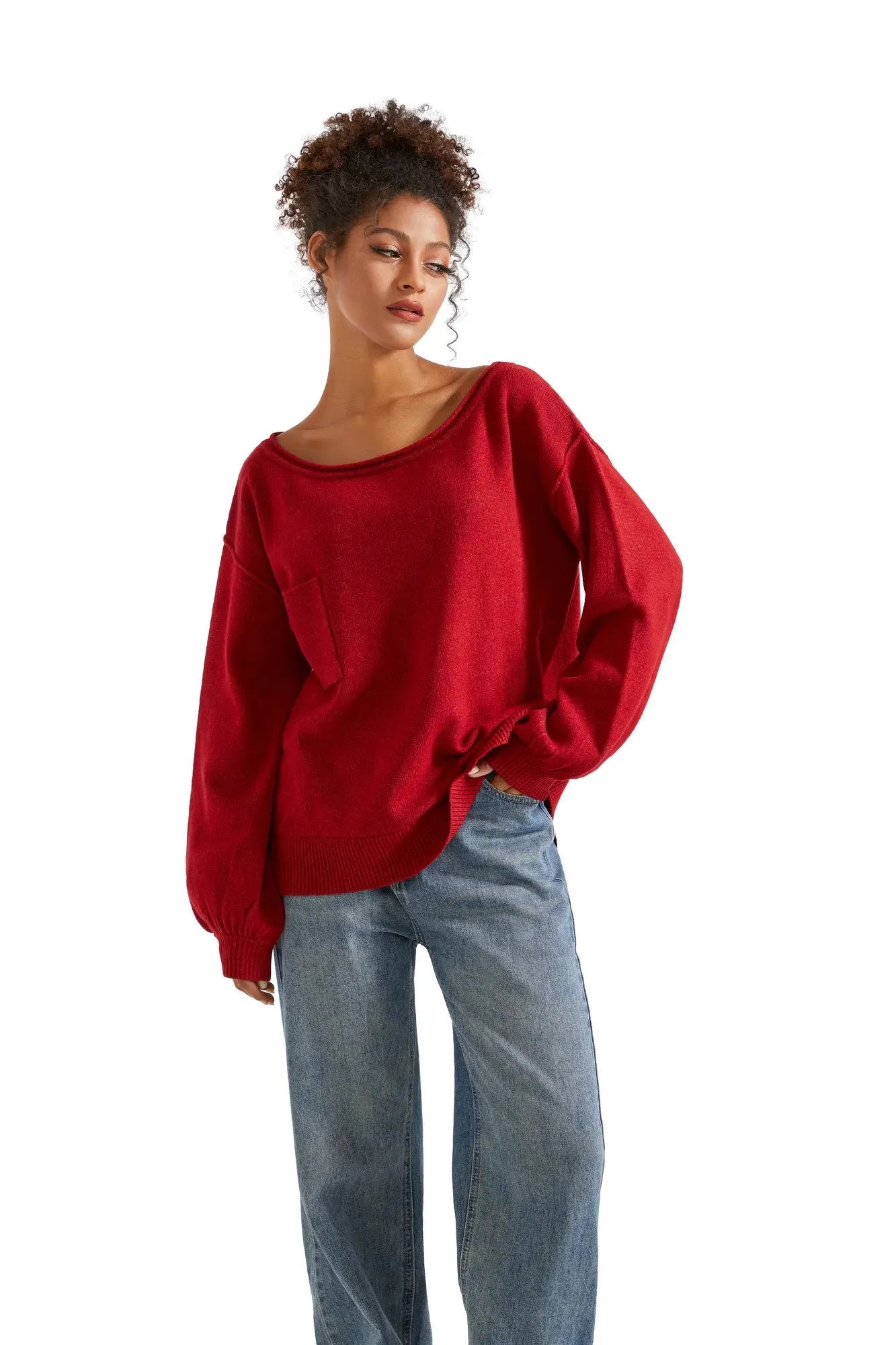 Knit Off Shoulder Sweater Shirts