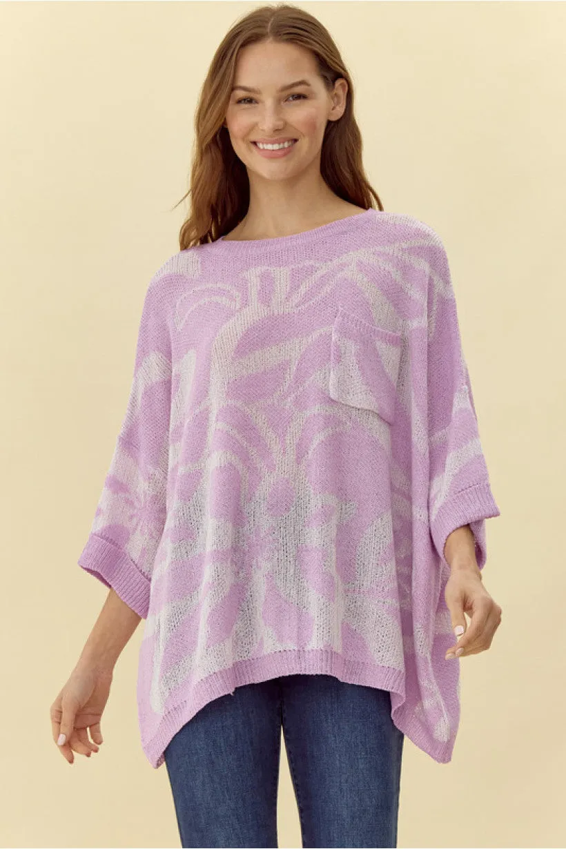 Lavender Print Oversized Sweater Top