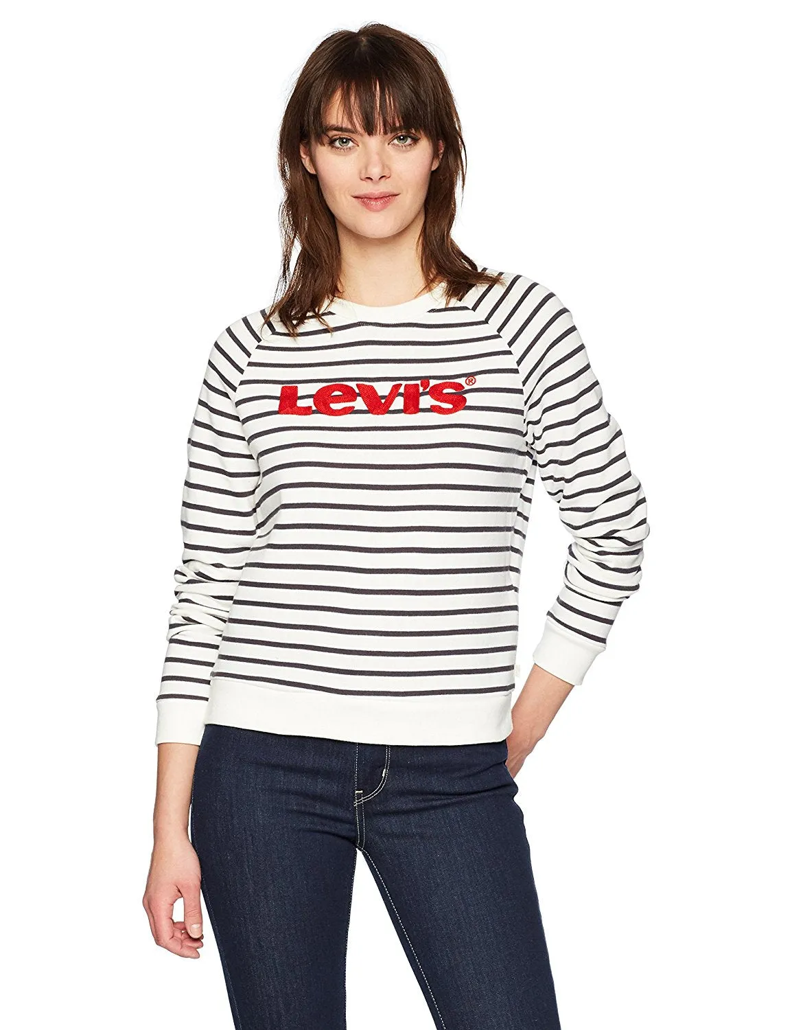 Levi's Women's Relaxed Crew Sweatshirt Chinese Red Emb