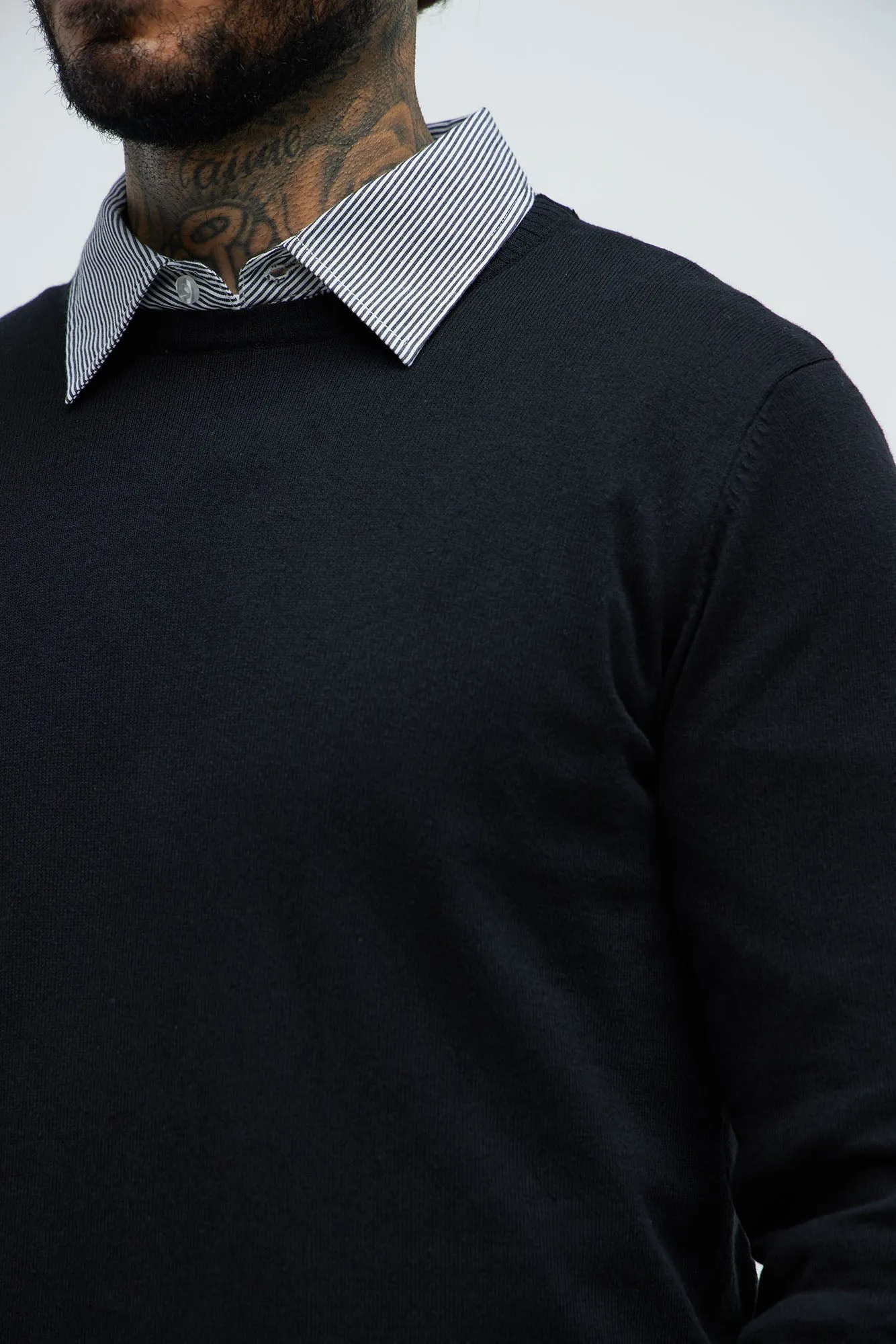 Mens Black Cozy Crewneck Sweater