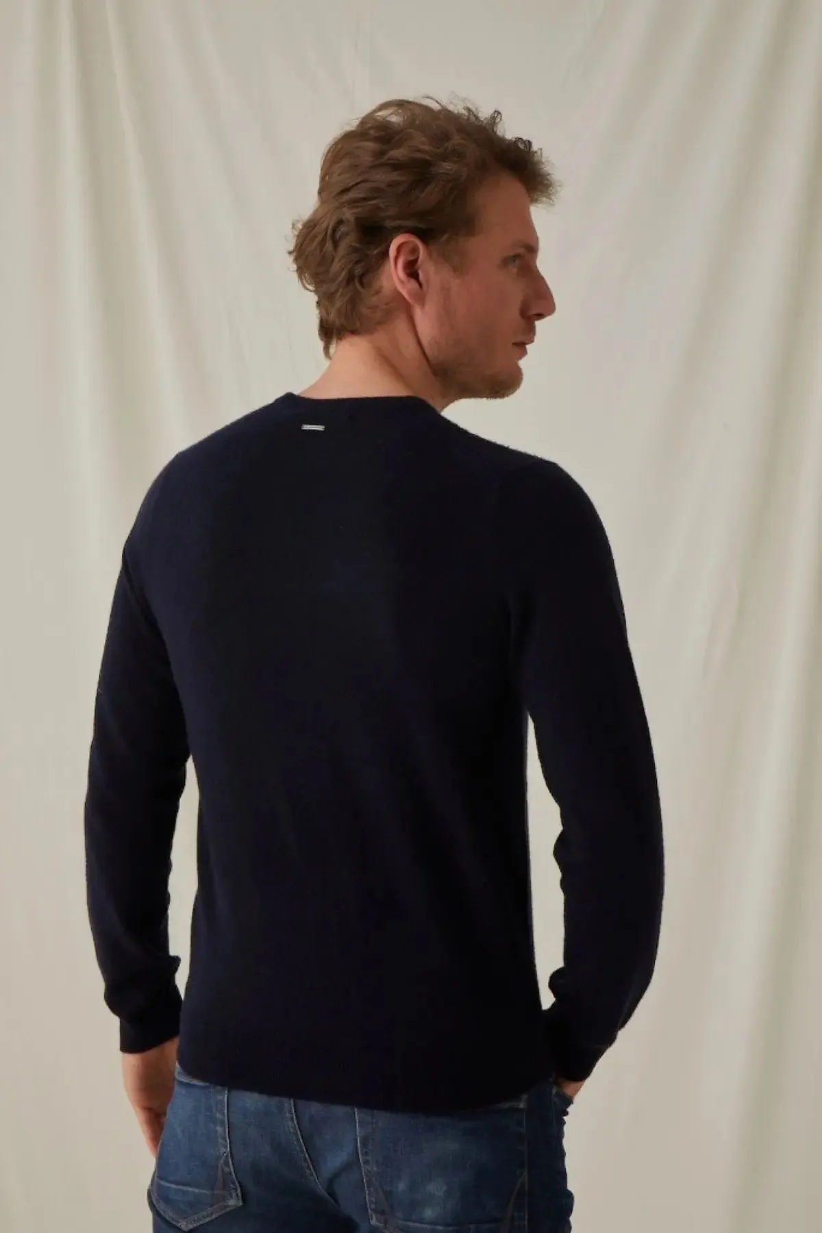 Navy Blue Pure Cashmere Vincent Men's Sweater