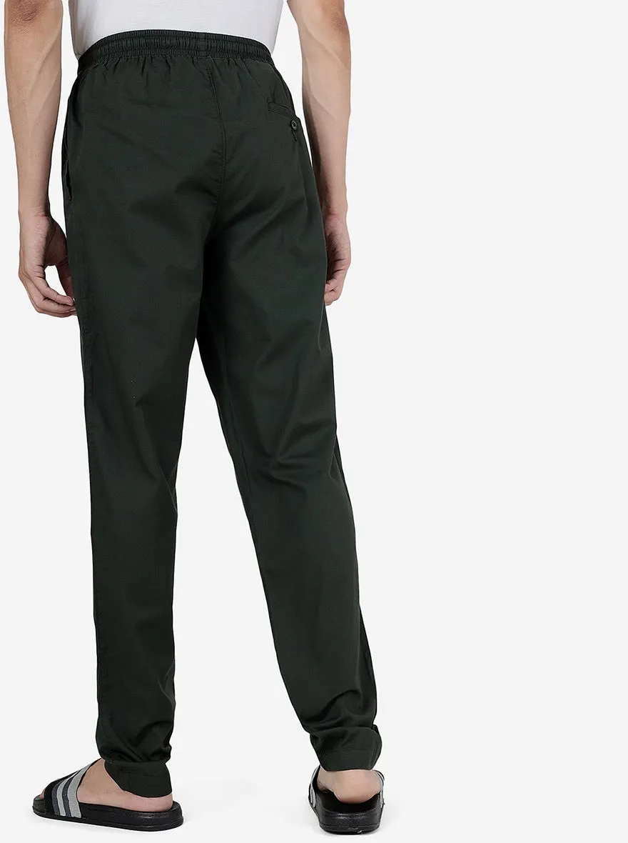 Olive Green Solid Slim Fit Track Pant | JadeBlue