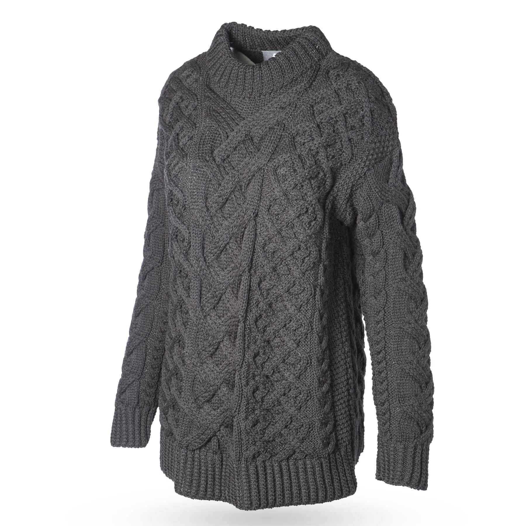 Oversized Aran Knit Sweater- Black