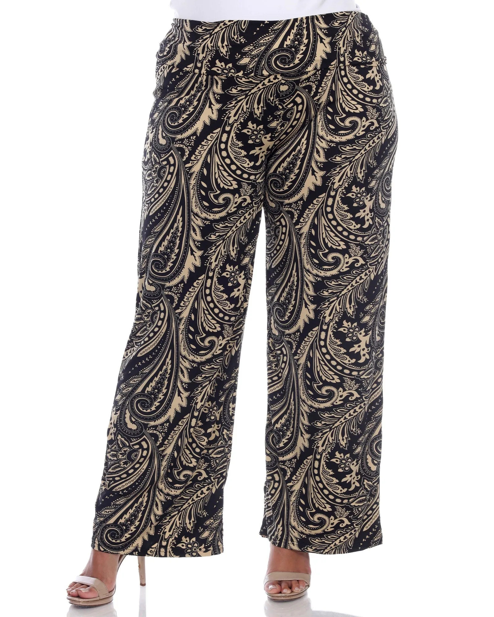 Paisley Wide Leg Palazzo Pants | Black Brown