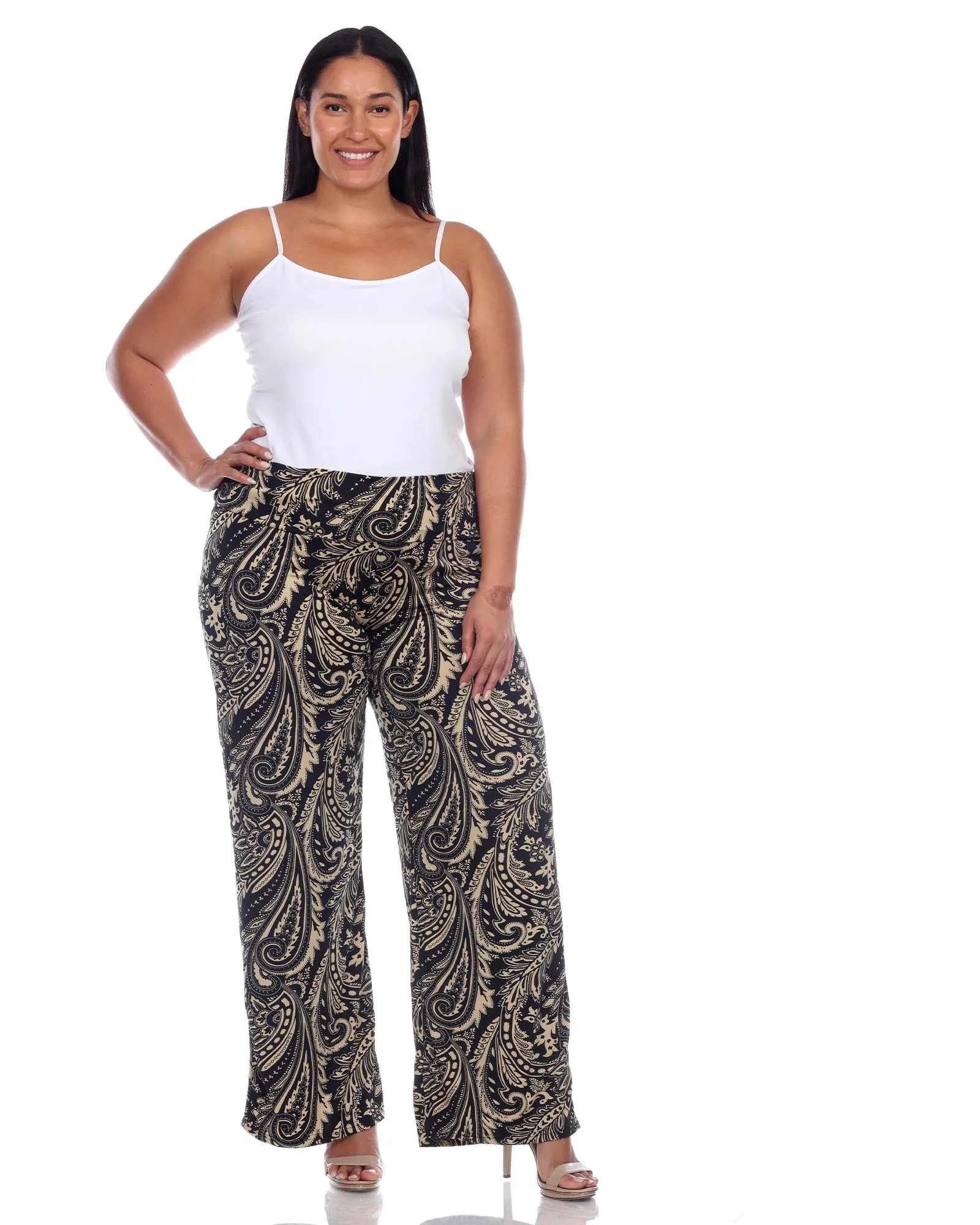 Paisley Wide Leg Palazzo Pants | Black Brown