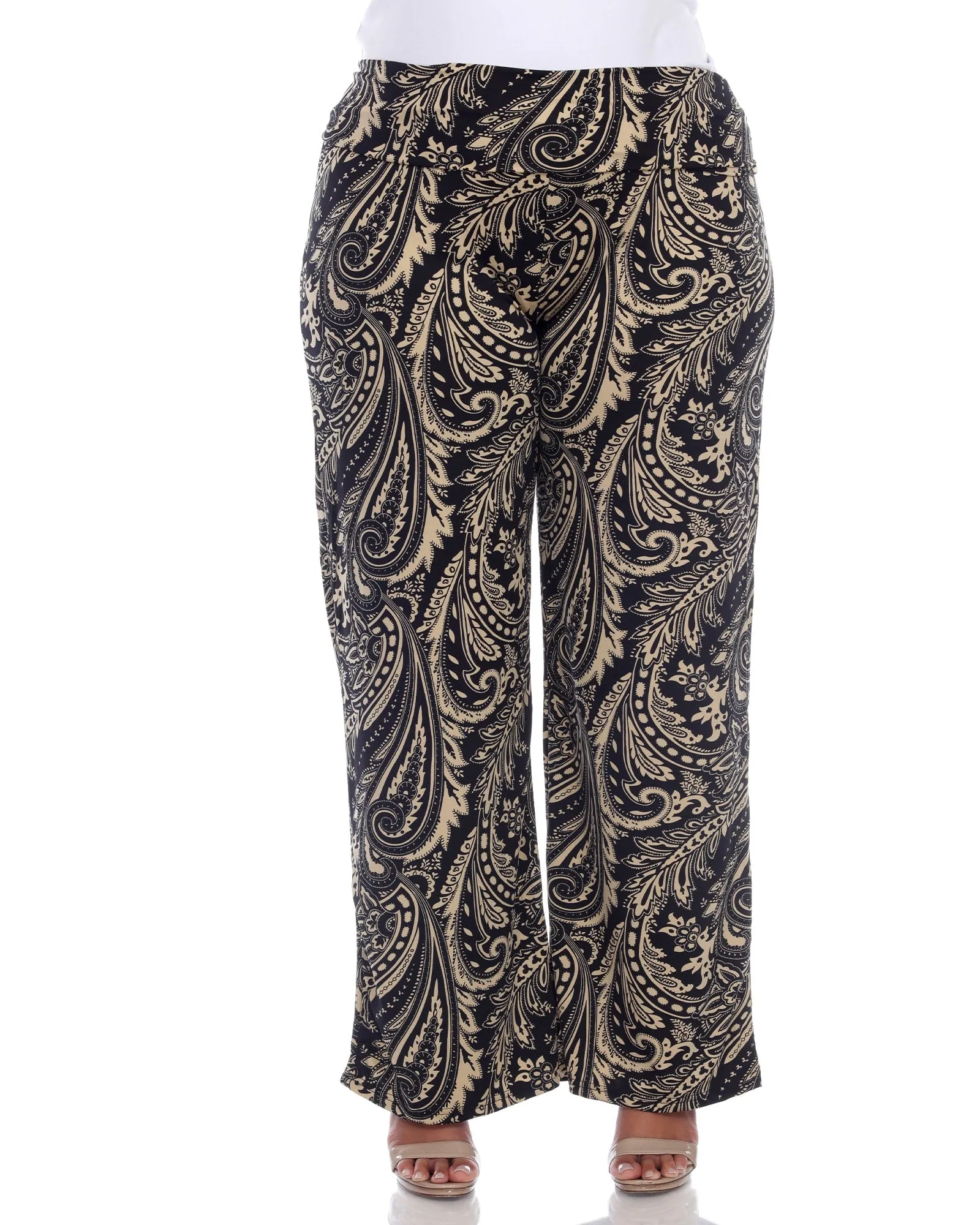 Paisley Wide Leg Palazzo Pants | Black Brown