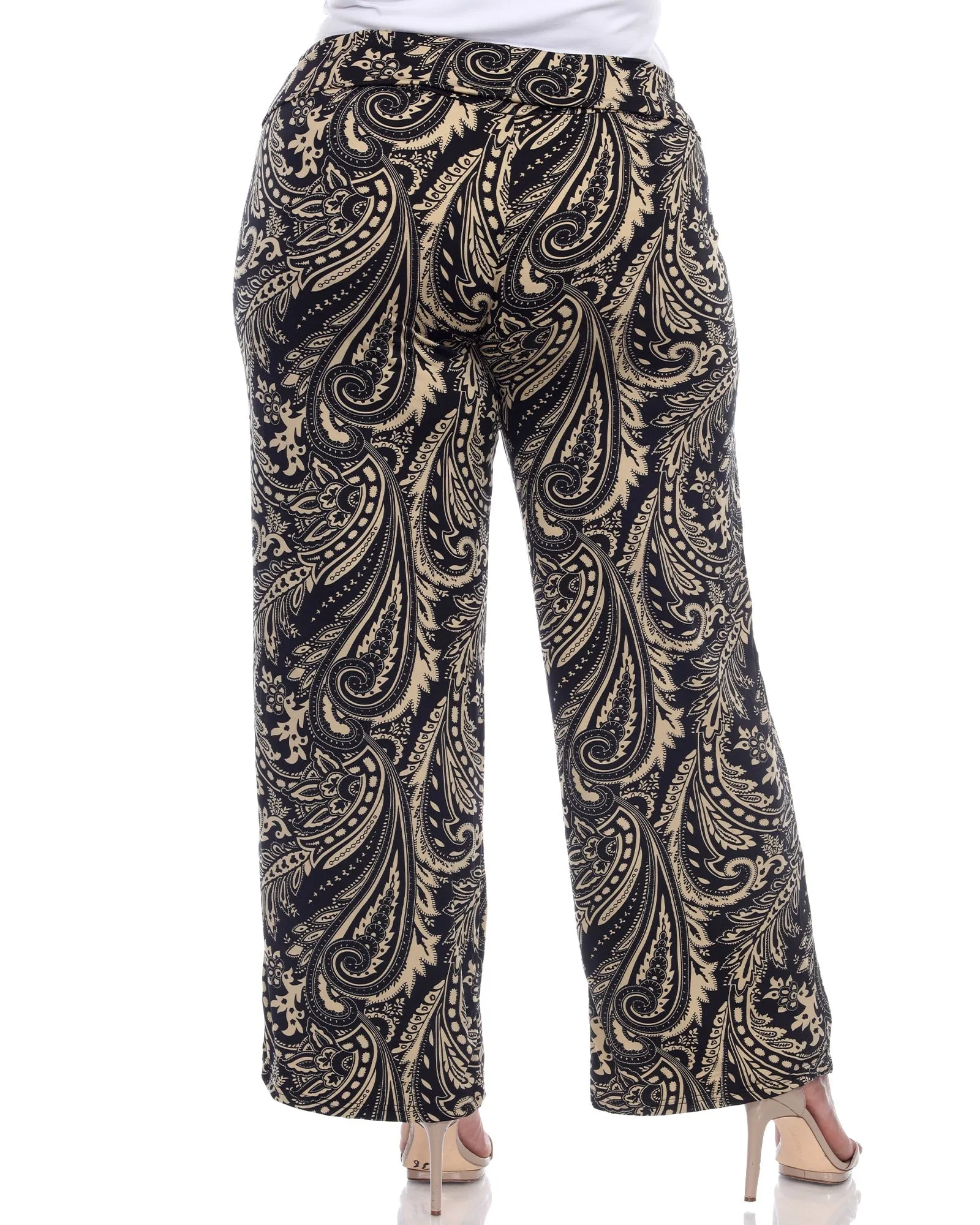 Paisley Wide Leg Palazzo Pants | Black Brown