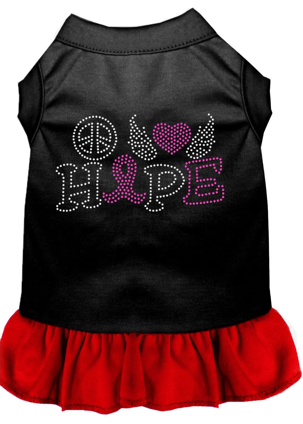 Peace Love Hope Breast Cancer Rhinestone Pet Dress Black With Red Xxxl (20)