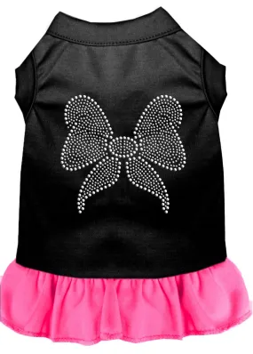 Rhinestone Bow Dress Black With Bright Pink Lg (14)