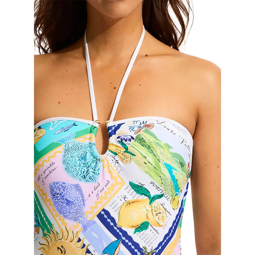 Seafolly Wish You Were Here Bandeau Swimsuit  - Atoll Blue