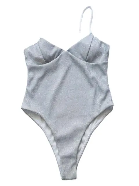 Shiny Sexy Ladies' High Cut Push Up Swimwear One Piece