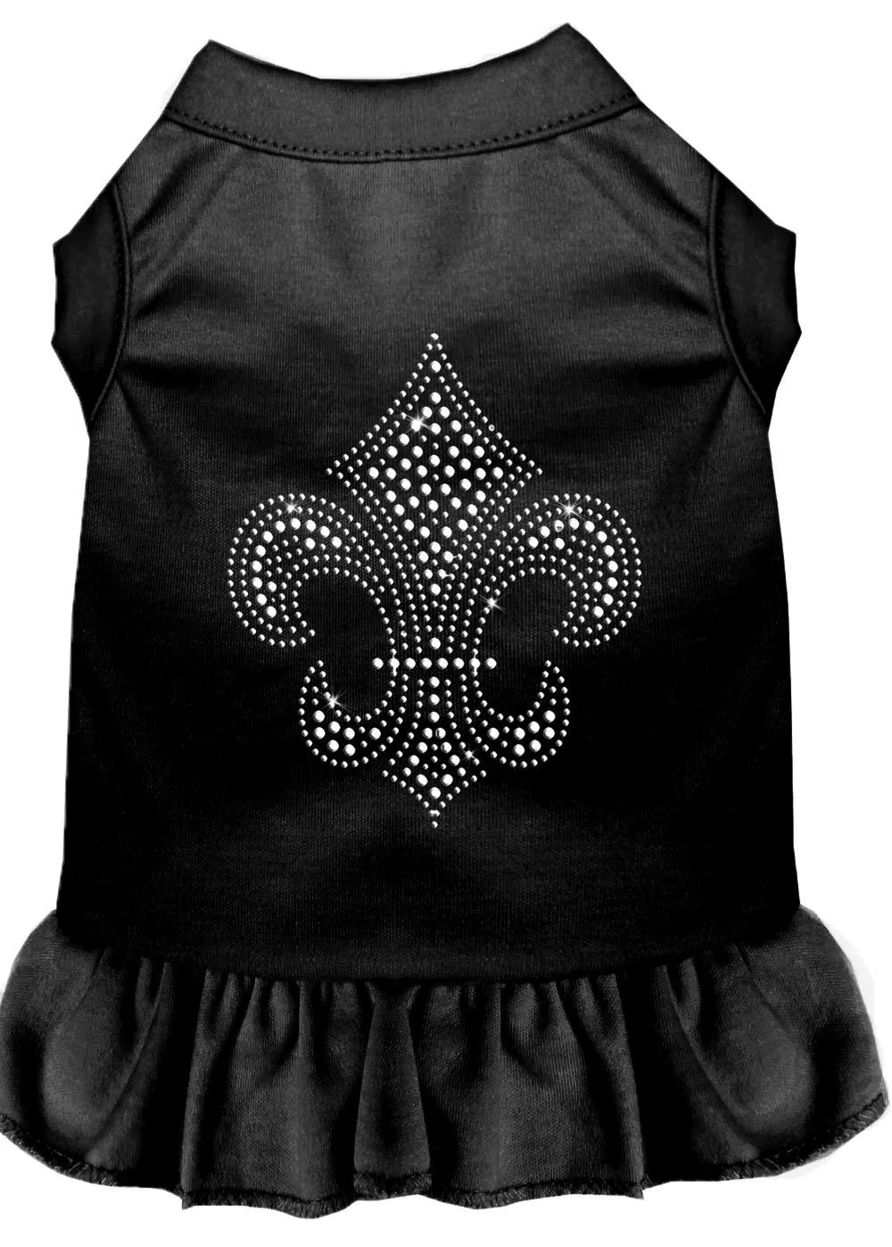 Silver Fleur De Lis Rhinestone Dress Black Xl (16)