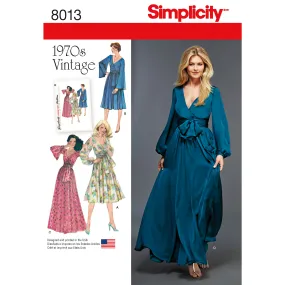 Simplicity S8013 Misses' Vintage 1970s Dresses