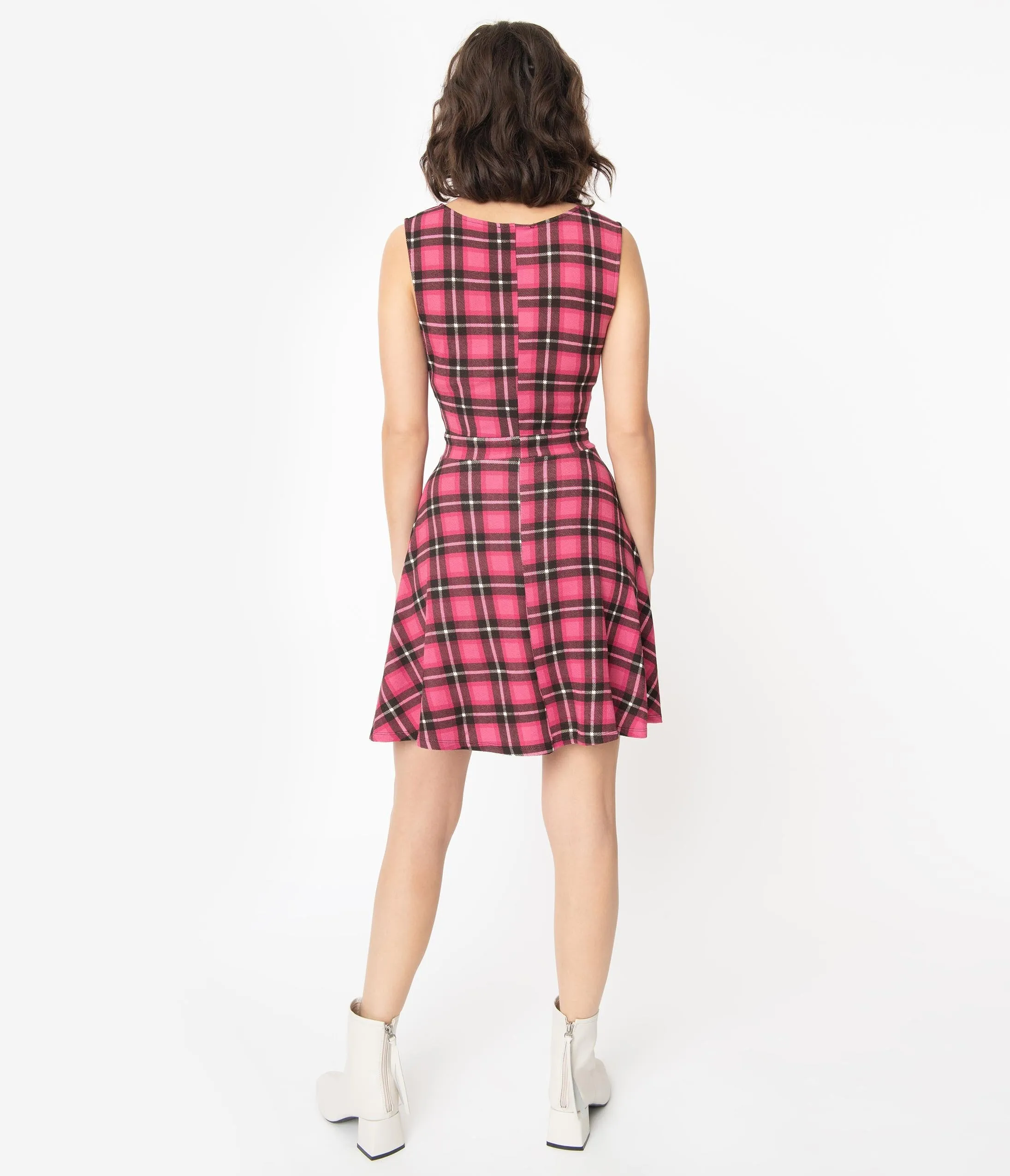 Smak Parlour 1960s Pink Plaid Totally Radical Fit & Flare Dress