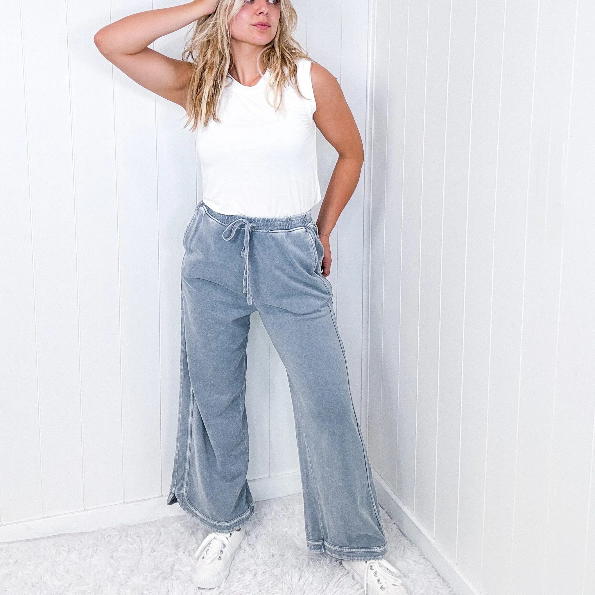 So Comfy Pull on Wide Leg Pull on Palazzo Pants in 4 Colors