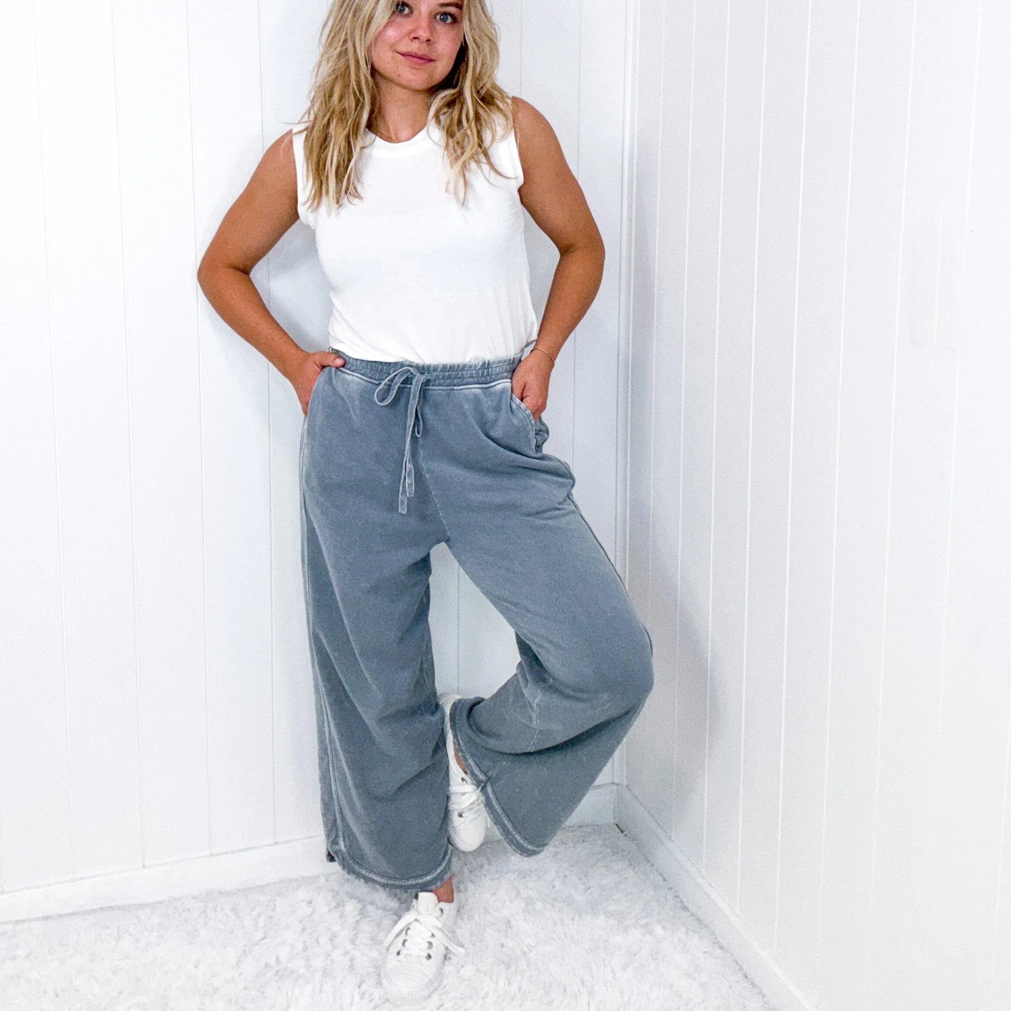 So Comfy Pull on Wide Leg Pull on Palazzo Pants in 4 Colors