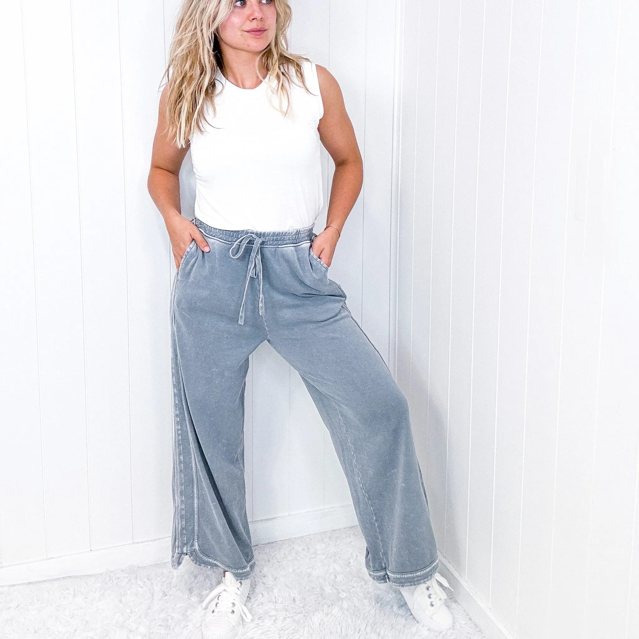 So Comfy Pull on Wide Leg Pull on Palazzo Pants in 4 Colors