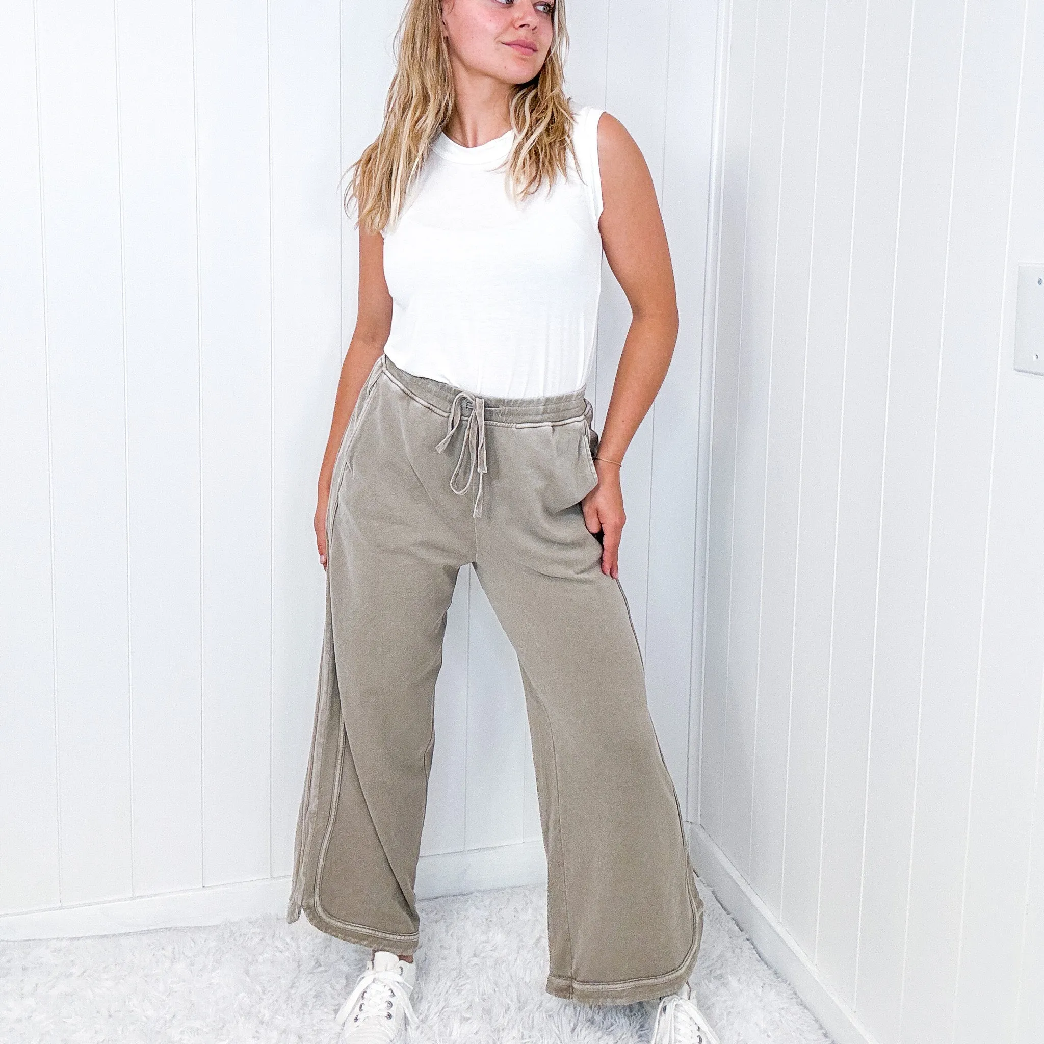 So Comfy Pull on Wide Leg Pull on Palazzo Pants in 4 Colors