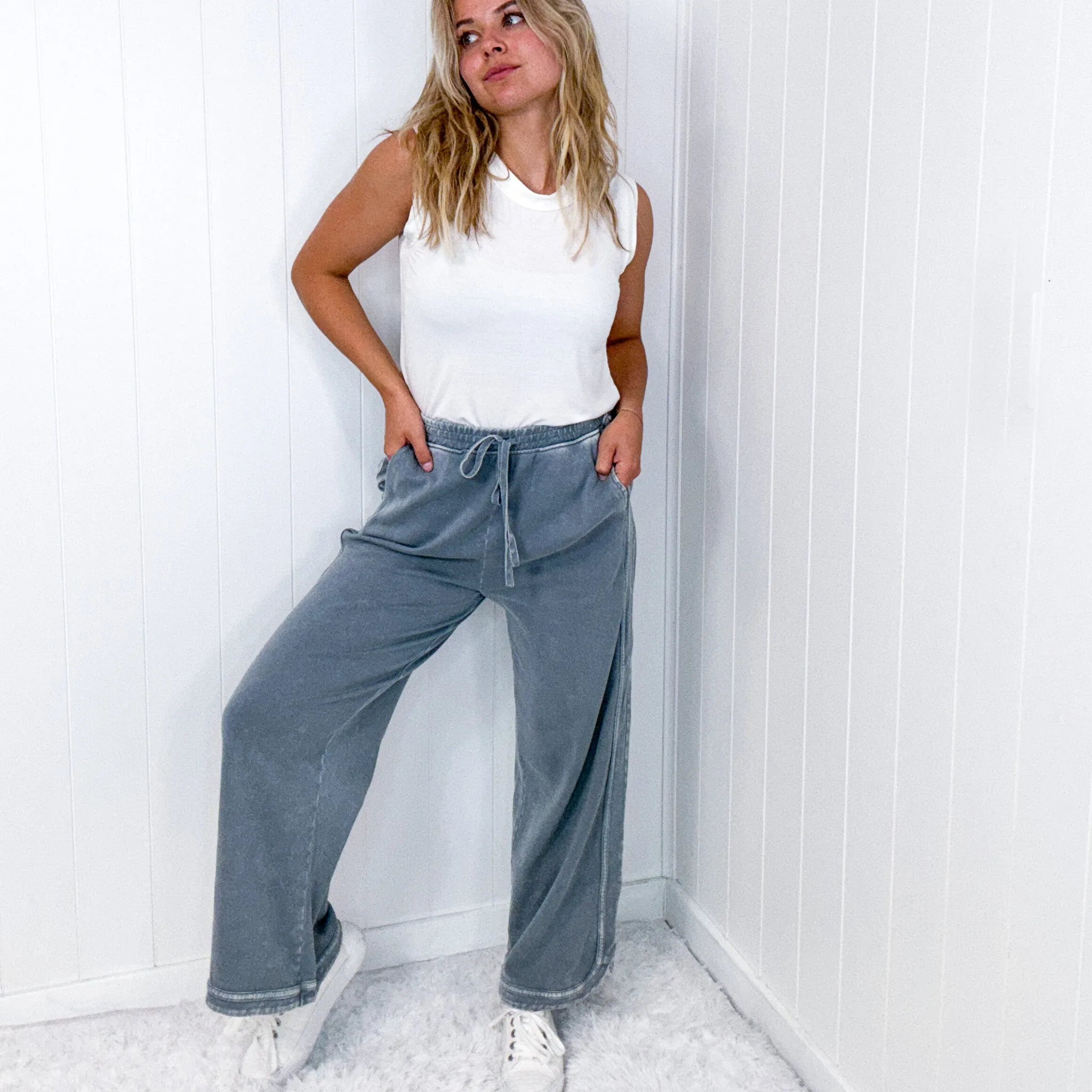 So Comfy Pull on Wide Leg Pull on Palazzo Pants in 4 Colors