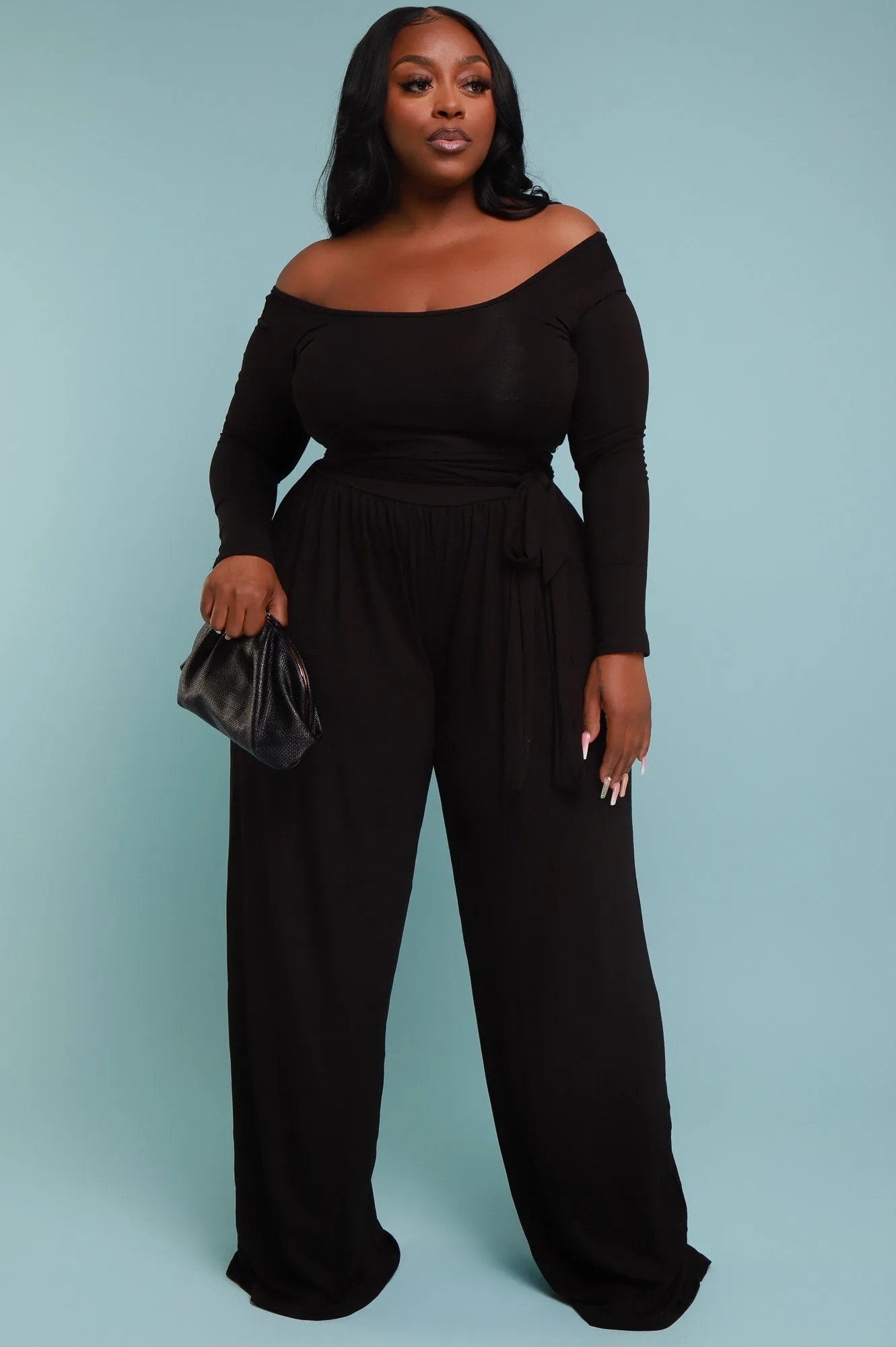 Soft Serve Wide Legged Pants Set - Black