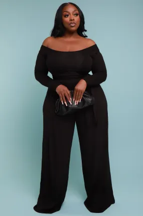 Soft Serve Wide Legged Pants Set - Black