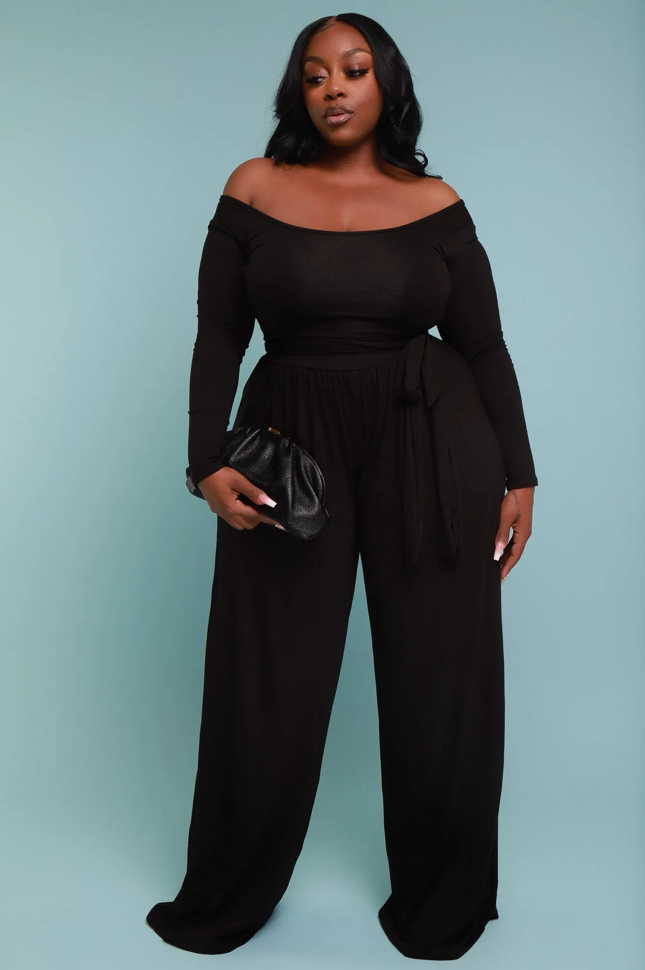 Soft Serve Wide Legged Pants Set - Black