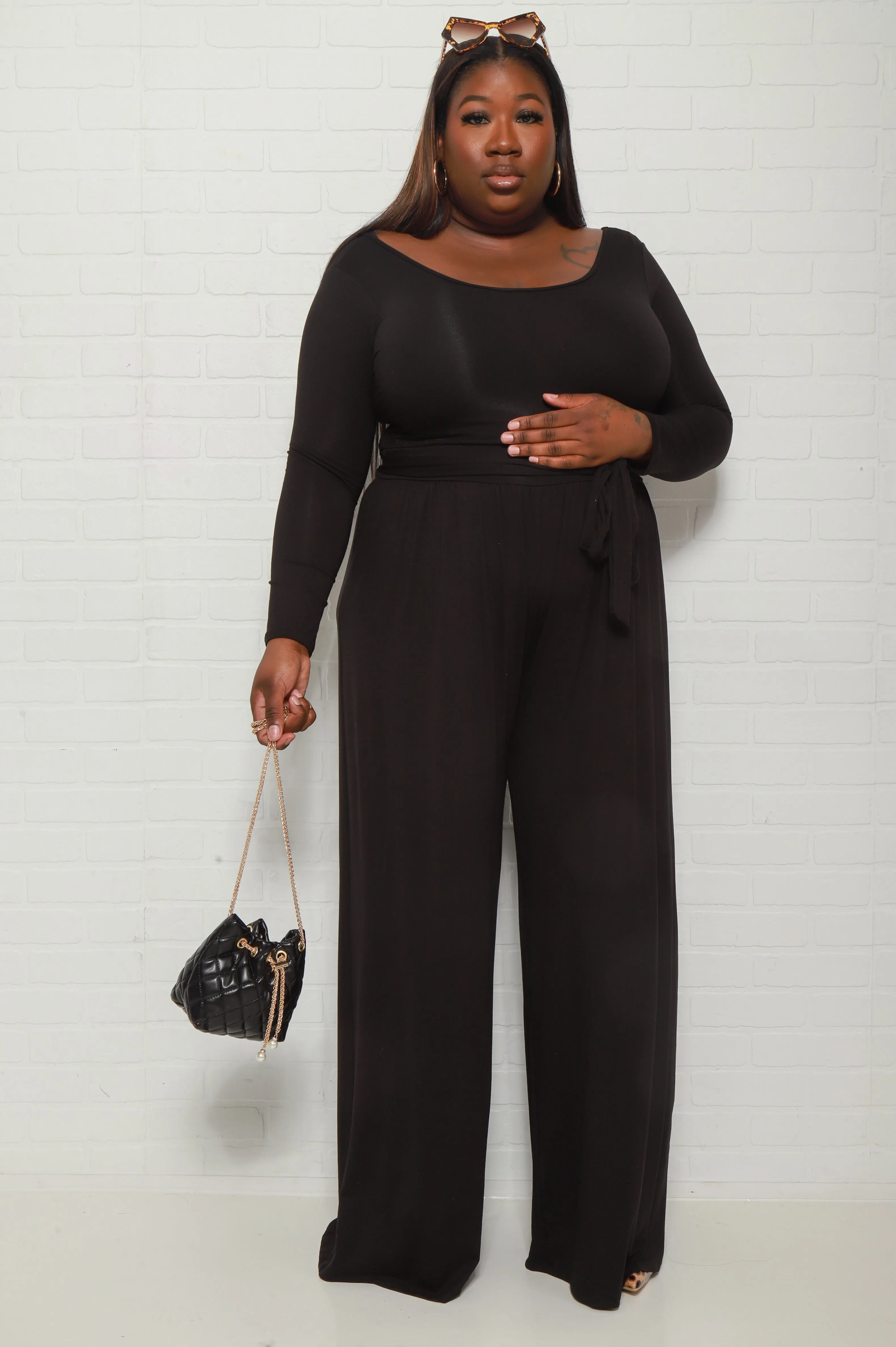 Soft Serve Wide Legged Pants Set - Black