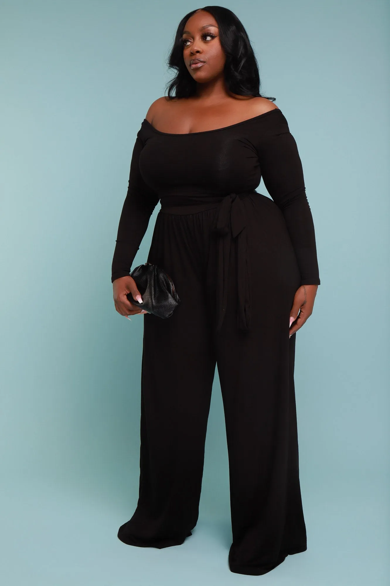 Soft Serve Wide Legged Pants Set - Black