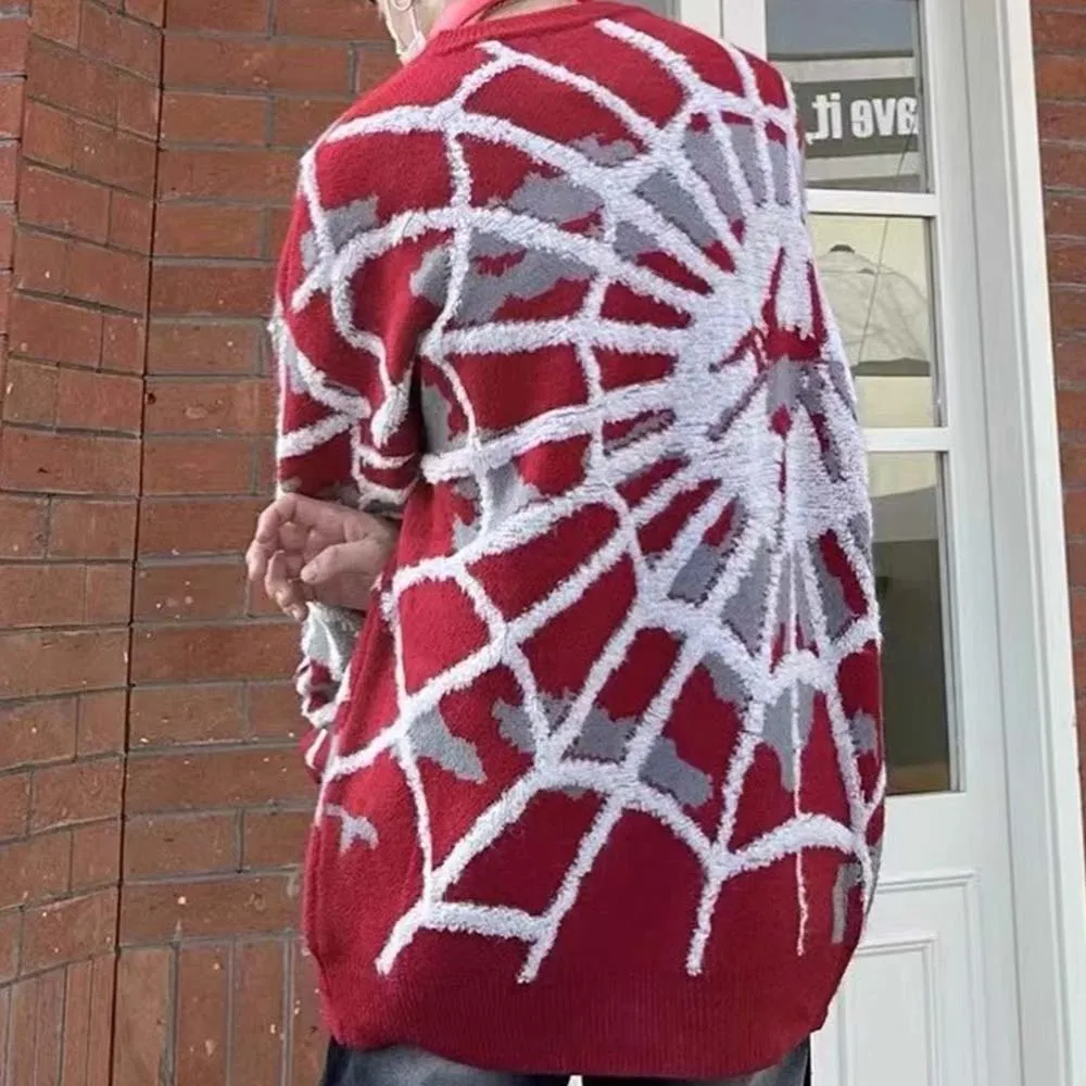 Spider Web Jacquard High Street Crew Neck Sweater