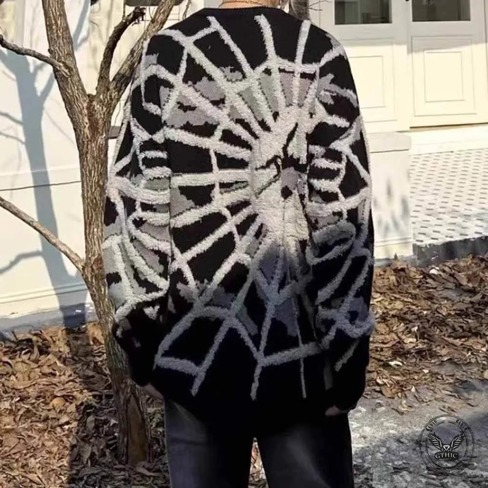 Spider Web Jacquard High Street Crew Neck Sweater