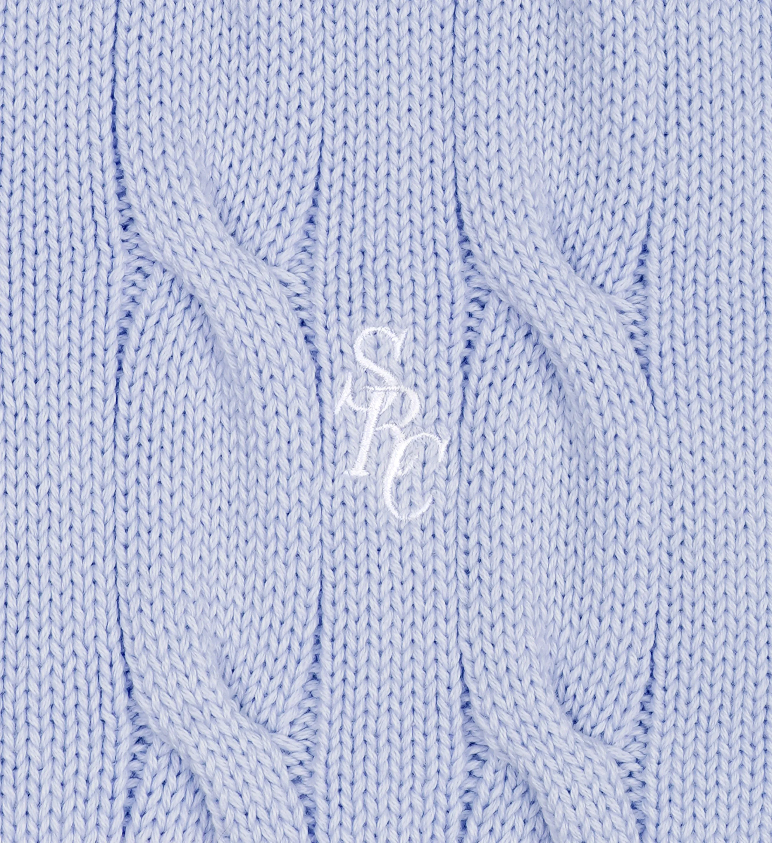 SRC Cableknit V-Neck Sweater - Sky Blue/Off White