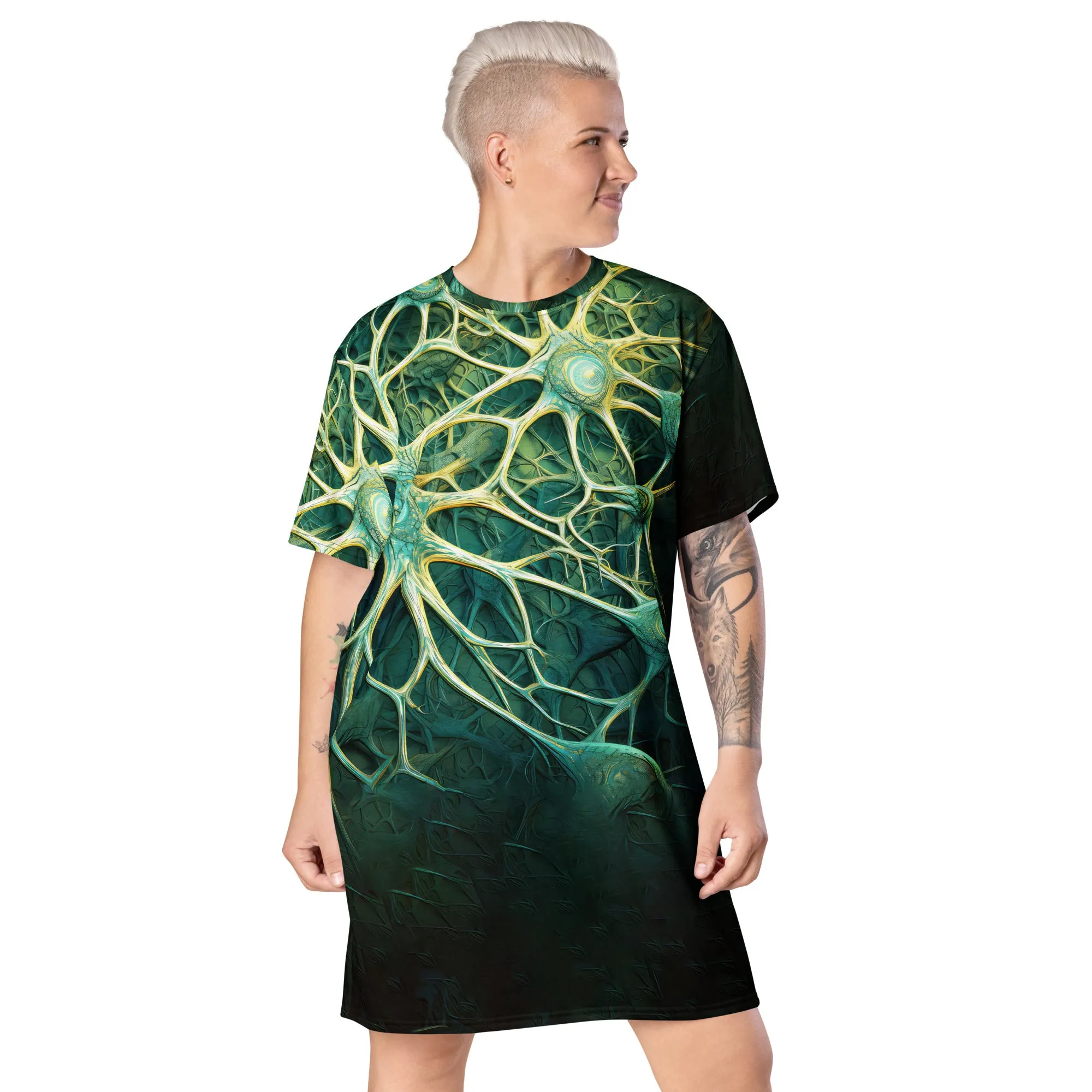 T-Shirt Dress Astrocytes in Green