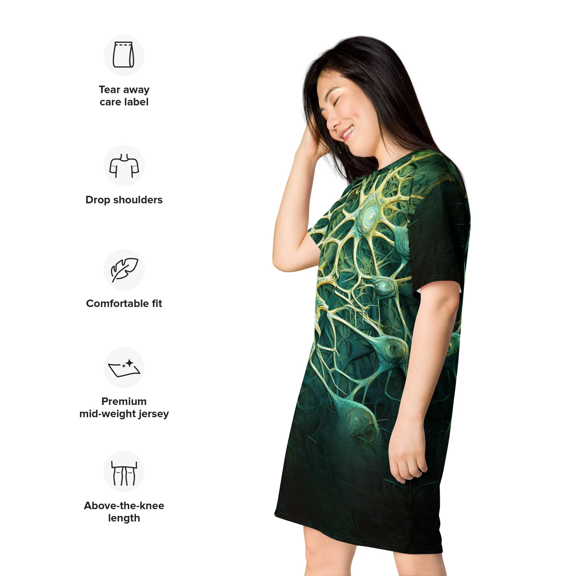 T-Shirt Dress Astrocytes in Green