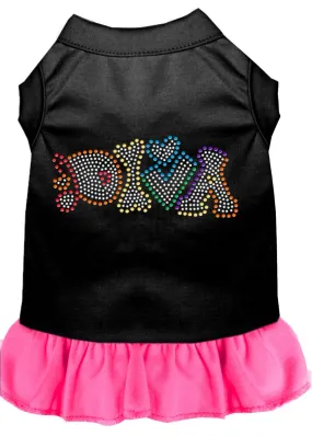 Technicolor Diva Rhinestone Pet Dress Black With Bright Pink Xl (16)