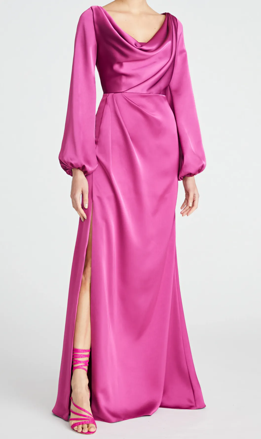 Theia Eliana Cowl Satin Gown Rosewood