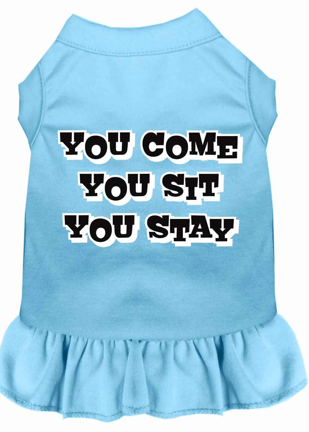 You Come, You Sit, You Stay Screen Print Dress Baby Blue 4x (22)