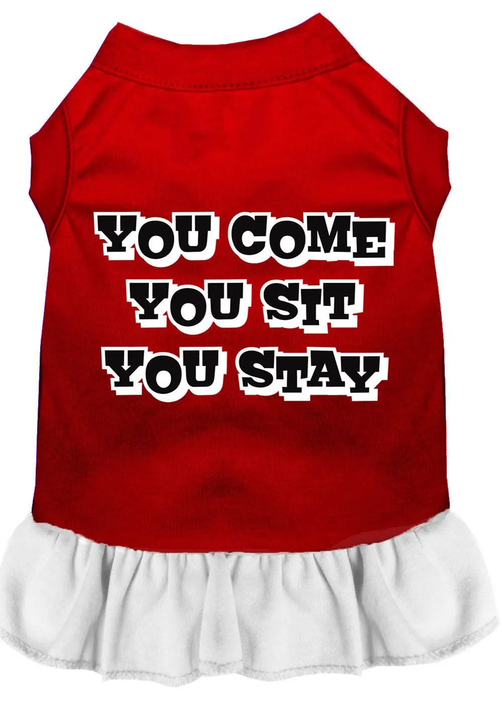 You Come, You Sit, You Stay Screen Print Dress Red With White Sm (10)